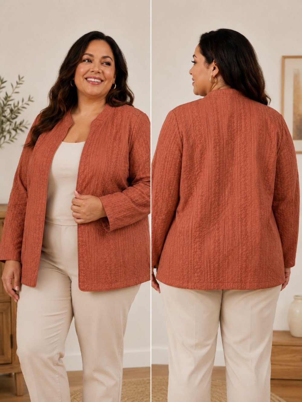 Alfred Dunner Textured Lightweight Jacket |Rust| Plus Size 24 W